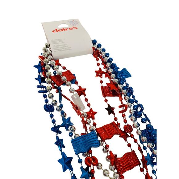 Claires New Set of 6 Overhead Necklaces Patriotic USA Flag Star - Picture 8 of 8